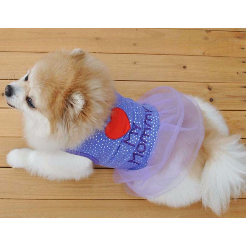 T-shirt robe bleu violet love mommy pour chienne