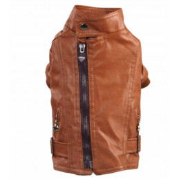 Veste en cuir pour petit chien