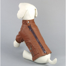 Veste en cuir marron pour chien