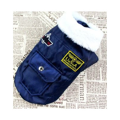 Manteau bleu look uniforme armée US air force pour chien