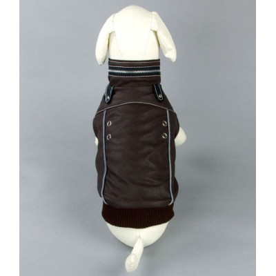 Manteau marron avec col ZIP pour chien