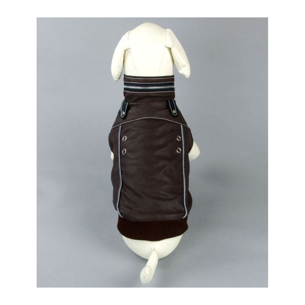 Manteau marron avec col ZIP pour chien