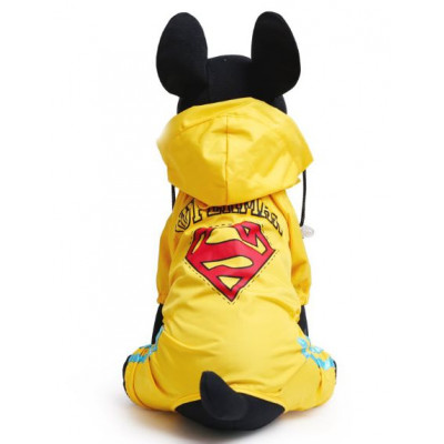 Imperméable jaune avec impression superman pour chien