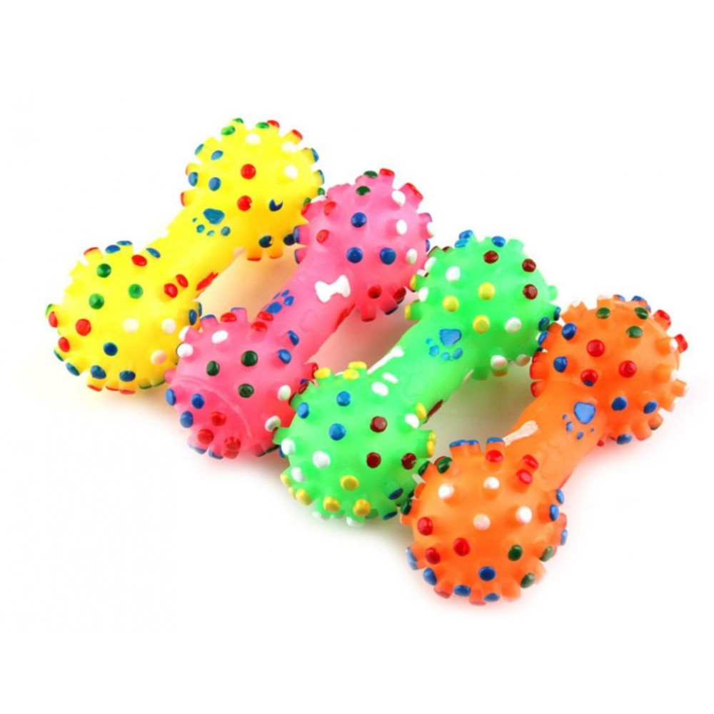 Haltère Chien Jouets Coloré Pointillé Haltère En Forme De Chiot Jouets  Presser Grinçant Faux Os Pet Jouets À Mâcher Pour Chiens Du 0,58 €