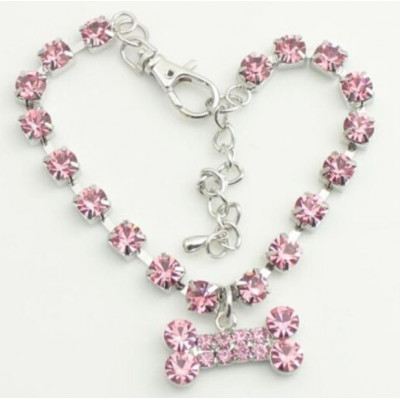 Bijou collier strass rose pour chienne