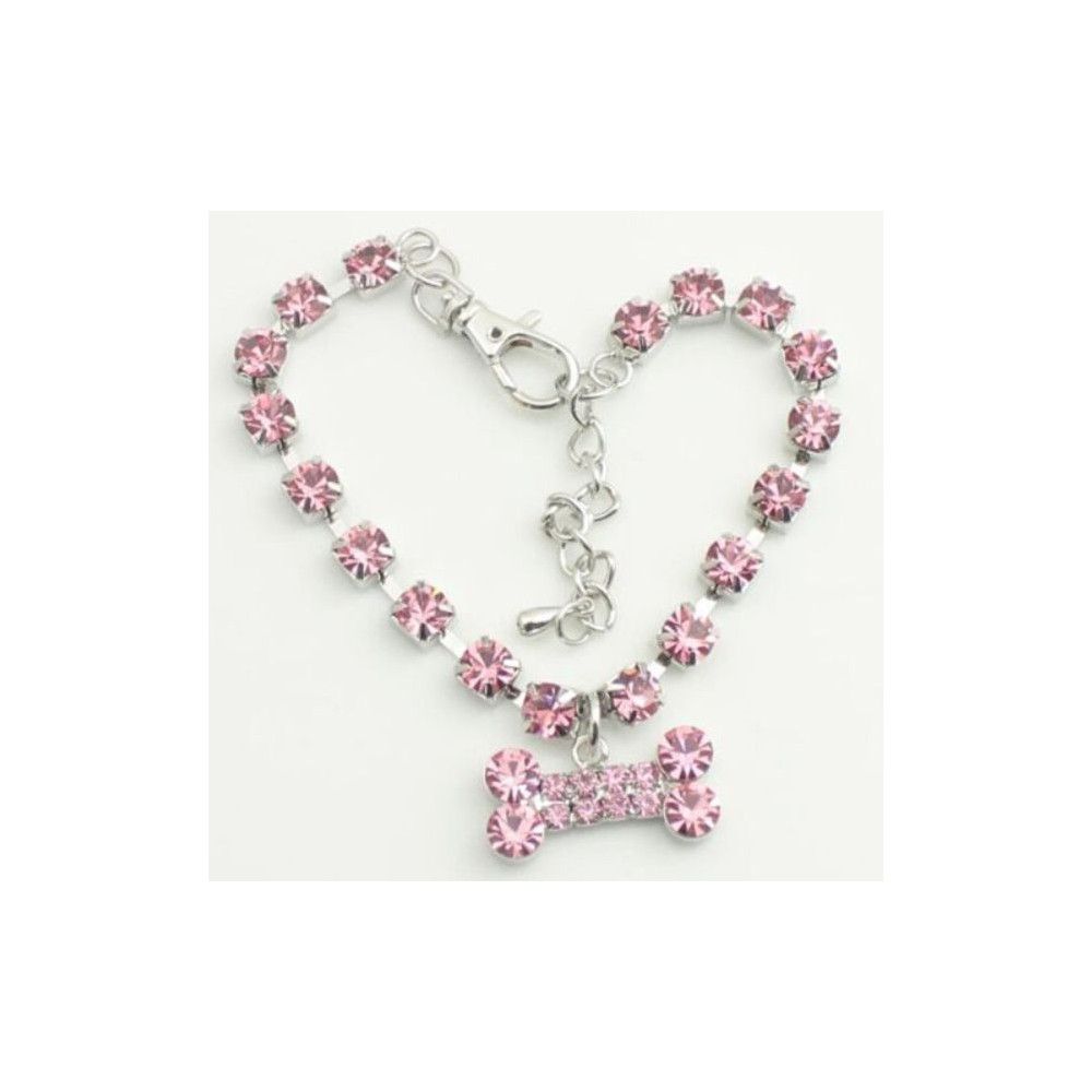 Bijou collier strass rose pour chienne