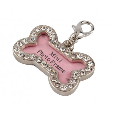 Bijou pendentif cadre photo en forme d'os pour chien