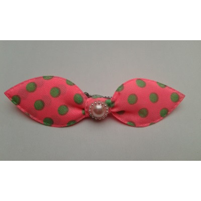 Barrette rose fluo à pois pour chienne