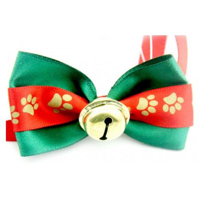 Noeud papillon grelot fête noel pour chien