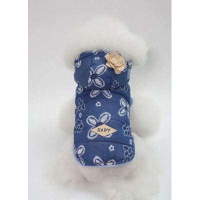 Doudoune motif fleurs pour petit chien