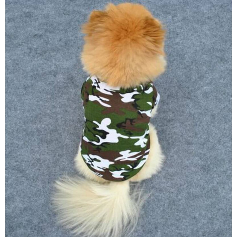 T-shirt camouflage vert pour chien