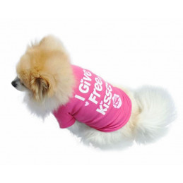 T-shirt rose avec inscription FREE KISSES pour chienne