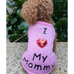 T-shirt pour chien love mommy rose ou blanc