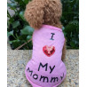 T-shirt pour chien love mommy rose ou blanc