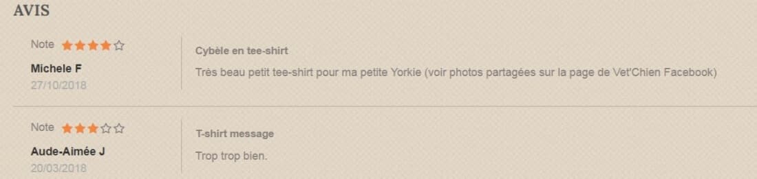 avis clients t-shirt bisous chien
